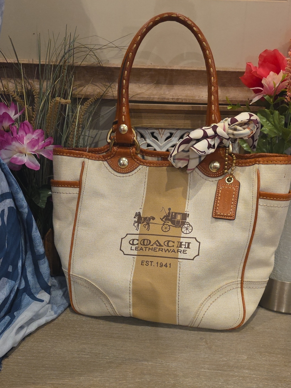Coach Bleecker Heritage Tattersall Tote